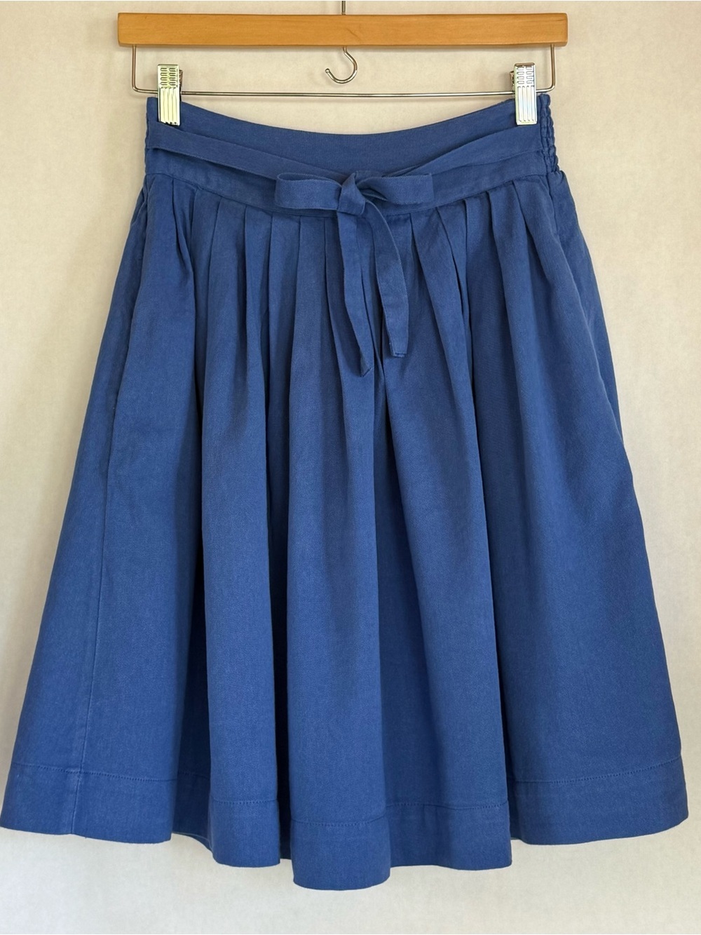 Maeve for Anthropolgie Classic bright blues Pleated Tie-Waist midi Skirt